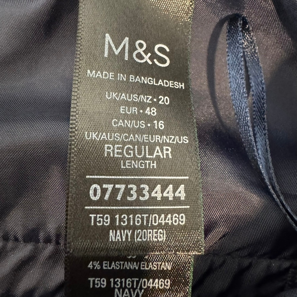 Marks and Spencer Navy Blue Wide Leg Trousers Size 16 US T59 1316T - Picture 5 of 9
